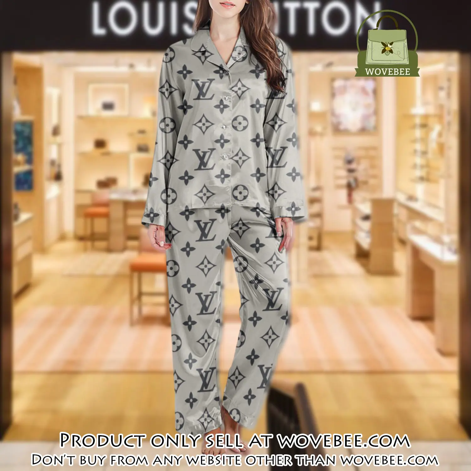 Lv monogram long satin pajama set pjs1018 wvb1355296